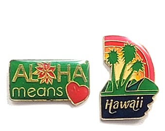 Lote de pines de recuerdo de Hawái Arcoíris Aloha Corazón Tropical Vintage