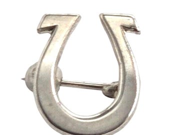 Broche vintage de herradura de plata esterlina Haltom, amuleto de buena suerte del oeste