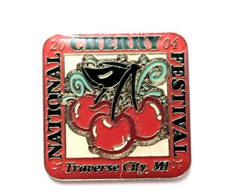 Pin del Festival de la Cereza de Traverse City, Michigan, 2004. Fruta, Viajes, Vintage.