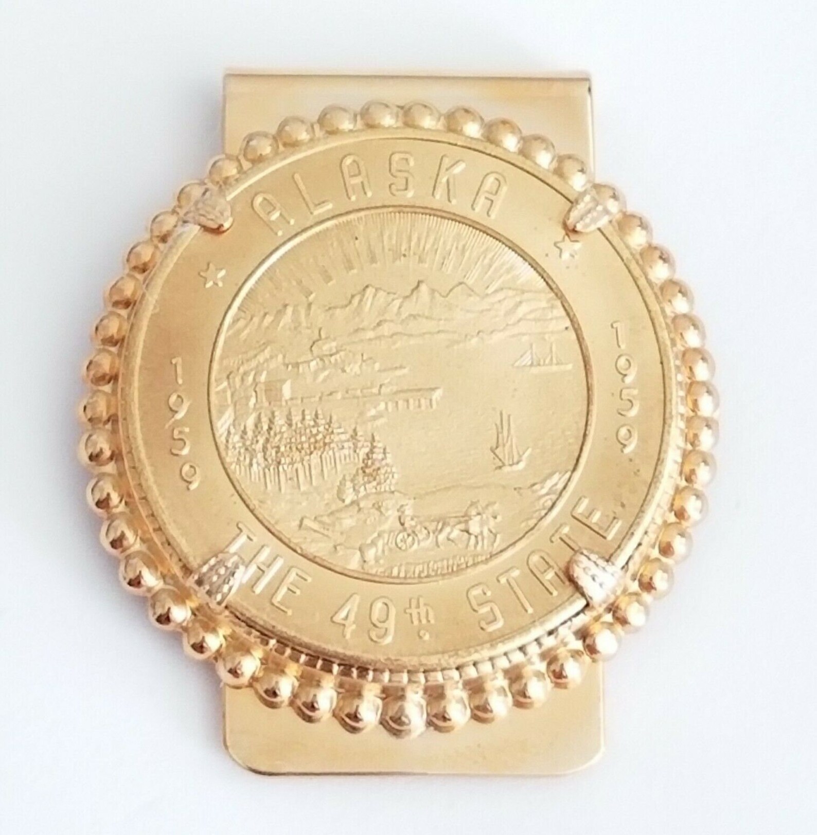 Vintage Gold Tone Alaska Money Clip Alaska The 49th State Etsy
