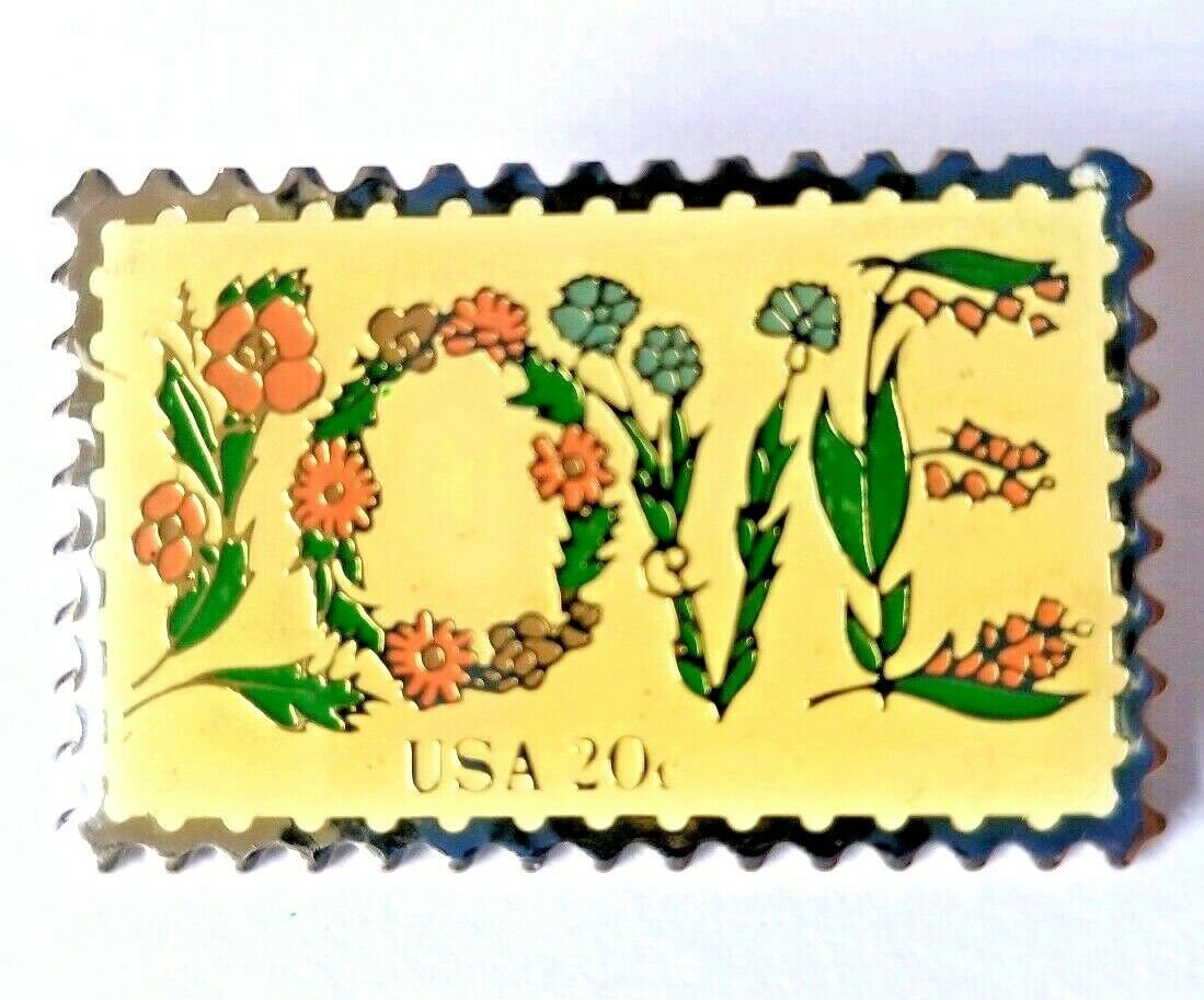 1982 Love Stamp USPS USA 20 Cent Postage Pin Stamp Pin Yellow Etsy