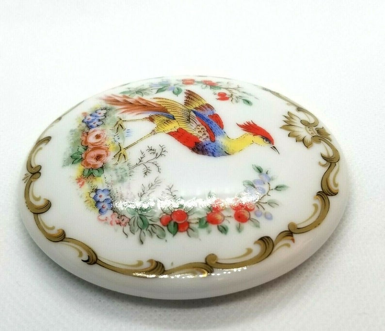 Vintage Andrea by Sadek Japan Porcelain Trinket Box Candle Chelsea Bird Flowers Collectible Candle Holder A Home Decor Approx.3.25 D x 2 H