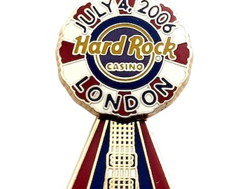 Hard Rock Cafe Casino London Fourth of July 4 2006 Guitar Pin Advertise Souvenir