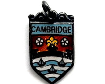 Vintage Sterling Silver Cambridge England Shield Charm Enamel Coat of Arms