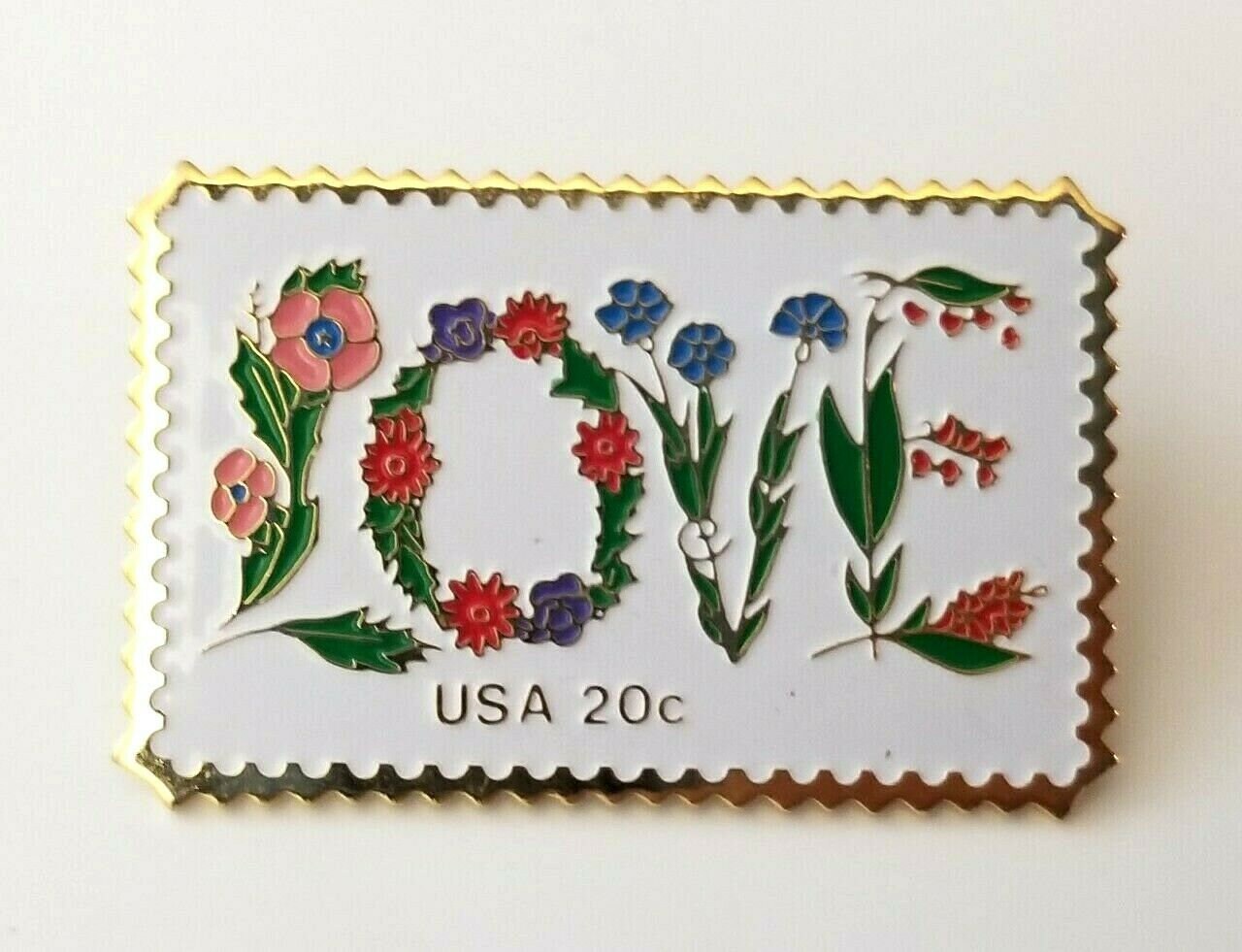 White Floral LOVE Stamp Pin 1982 USPS 20 Cent USA Postage Etsy