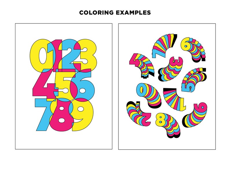 6 Modern Font Numbers Coloring Pages – digital Download - Etsy