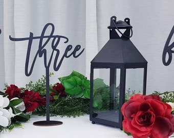 Black Table Numbers for Wedding | Wedding Table Numbers | Wood Table Numbers | Laser Cut Table Numbers With Base | 10" Tall