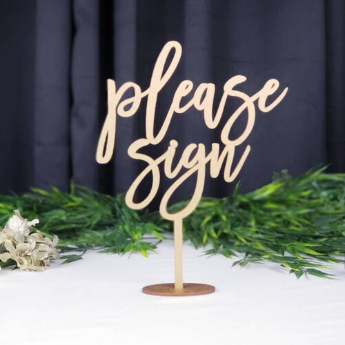 Gold Please Sign Here Sign Guest Book Alternative Wood Etsy