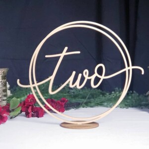 Circle Wood Table Numbers Wedding Reception Numbers Gold Table Numbers image 2