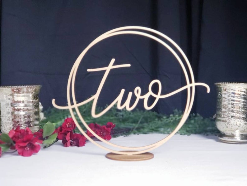 Circle Wood Table Numbers Wedding Reception Numbers Gold Table Numbers image 2