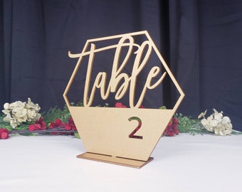 Hexagon Table Numbers | Gold Table Numbers