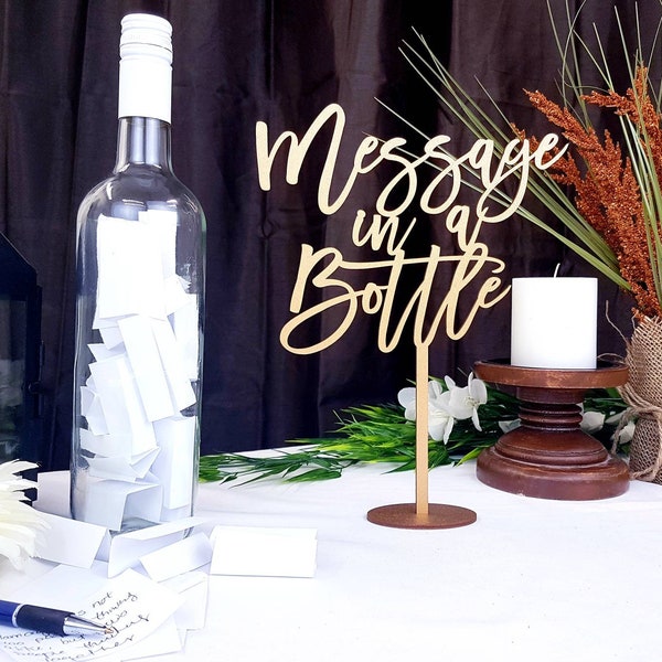 Message In A Bottle Sign | Wedding Wood Signs | Personalized Wedding Ideas | Laser Cut Wood | Wedding Signs