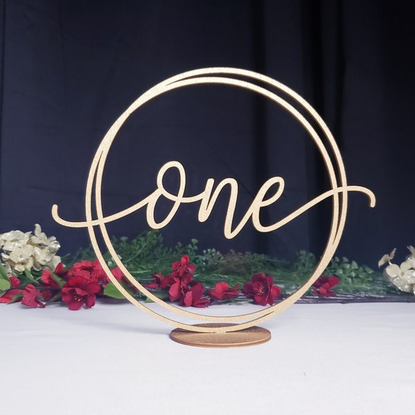 Circle Wood Table Numbers | Wedding Reception Numbers | Gold Table Numbers