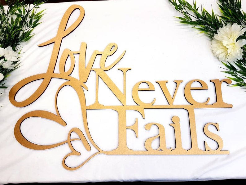 Large Custom Wood Sign Wedding Backdrop Signs Love Never Fails Wood Sign Wedding Decor Initial Signs Wedding Sign Love Never Fails