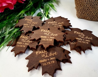 Leaf Tags | Wood Favor Tags | Favour Tags | Wood Tags | Wooden Favor Tags | Fall In Love Maple Leaf Tags