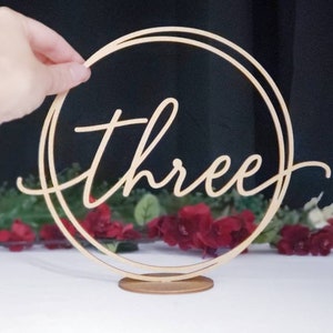 Circle Wood Table Numbers Wedding Reception Numbers Gold Table Numbers image 5