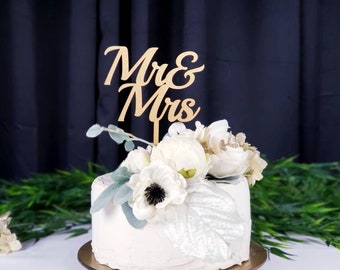 Topper de pastel Mr & Mrs / Topper de pastel de boda elegante