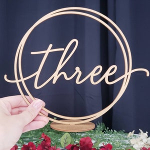 Circle Wood Table Numbers Wedding Reception Numbers Gold Table Numbers image 6