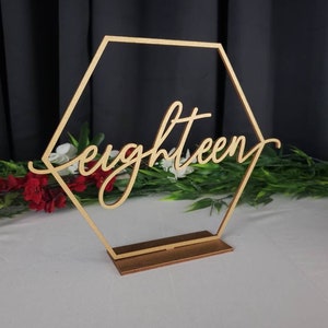 Hexagon Table Numbers Geometric Gold Table Numbers image 6
