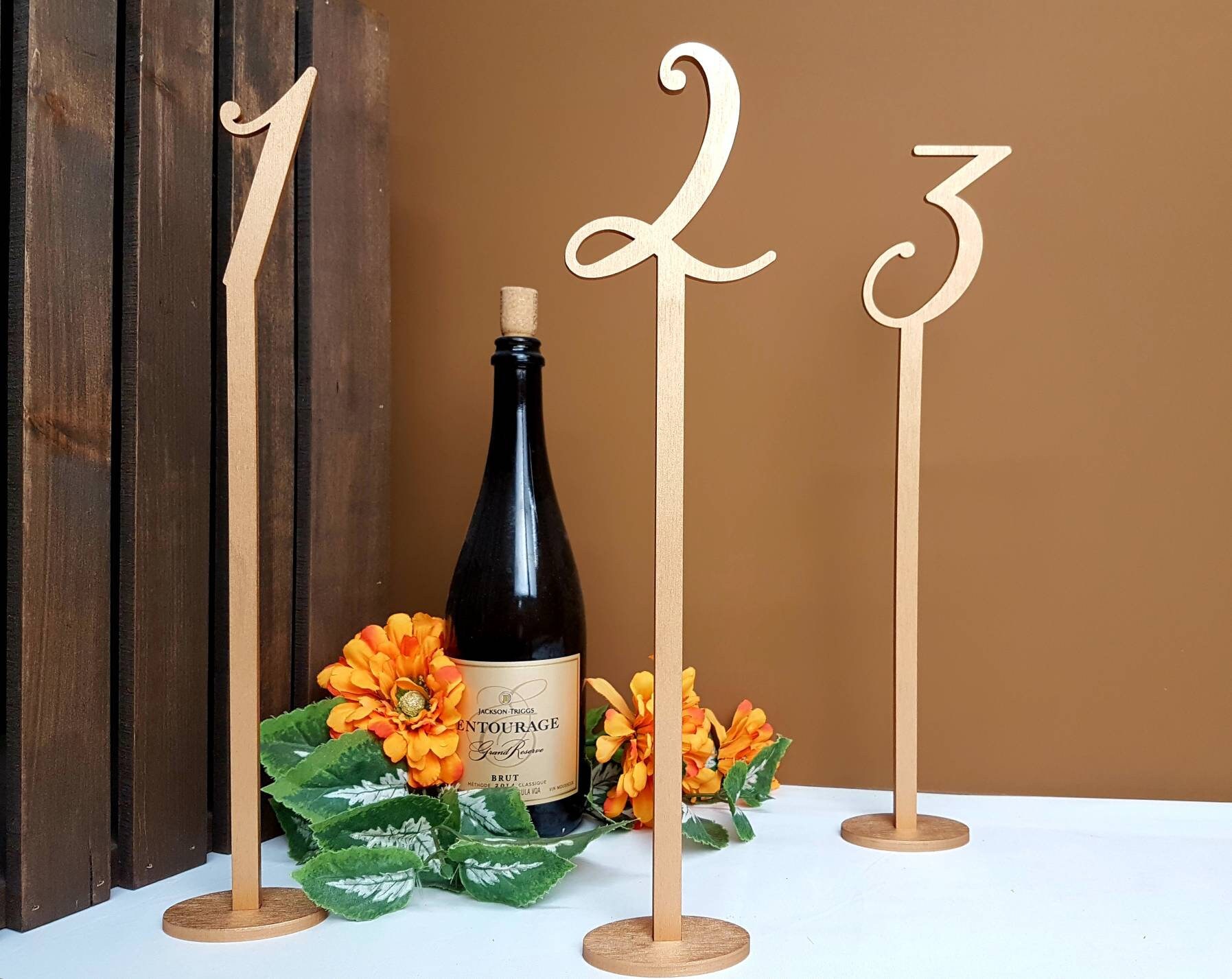 Tall Table Numbers Gold Table Numbers Tall Numerical Wood Etsy