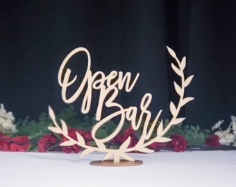 Open Bar Half Wreath Sign