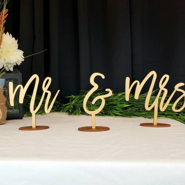 Mr and Mrs Sign for Head Table | Set of 3 Signs | Sweetheart Table Decor