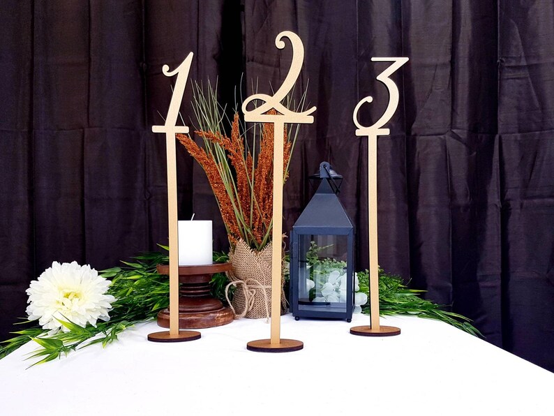 Tall Table Numbers Gold Table Numbers Tall Numerical Wood Etsy