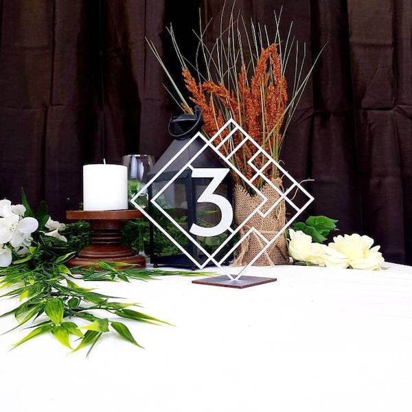 Stemless Art Deco Table Numbers | Wedding Table Numbers | Wood Table Numbers | Table Number Ideas | Table Number Shapes