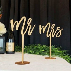 Mr and Mrs Signs | Head Table Signs | Wedding Centerpieces | Laser Cut Wood | Wedding Signs and Decor