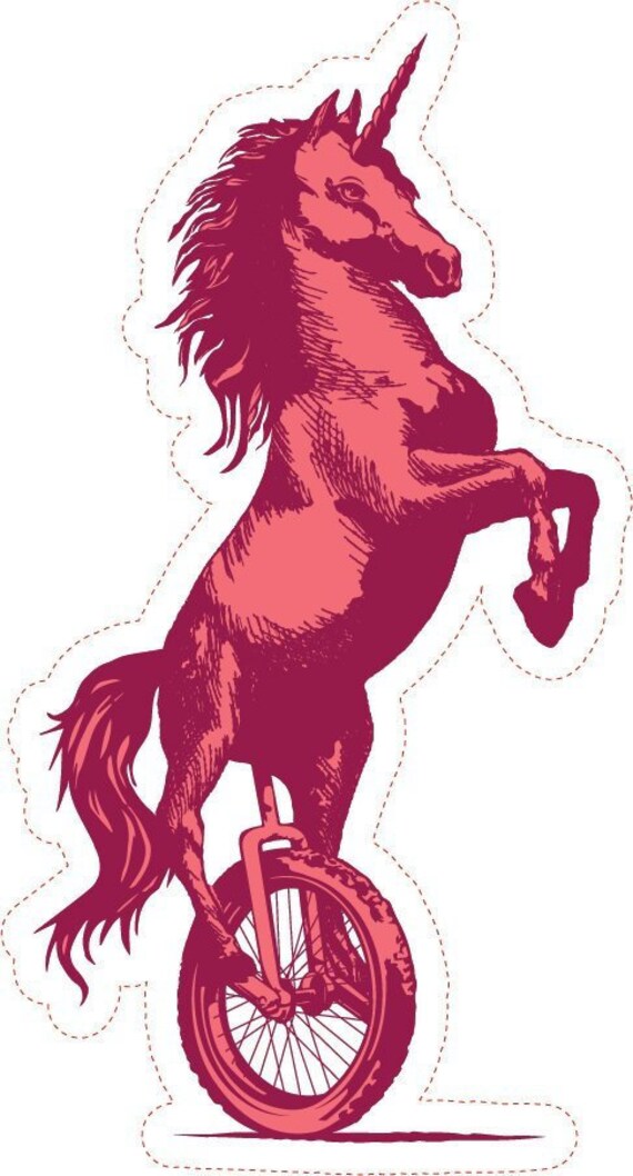 Unicorn on Unicycle Sticker Etsy