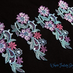 One Yoke Hand Dyed Venise Lace Applique Victorian Embellishment, Crazy Quilts, Clothes, Pillows, Hand Bags, Scrap-booking, Sewing, VLA155