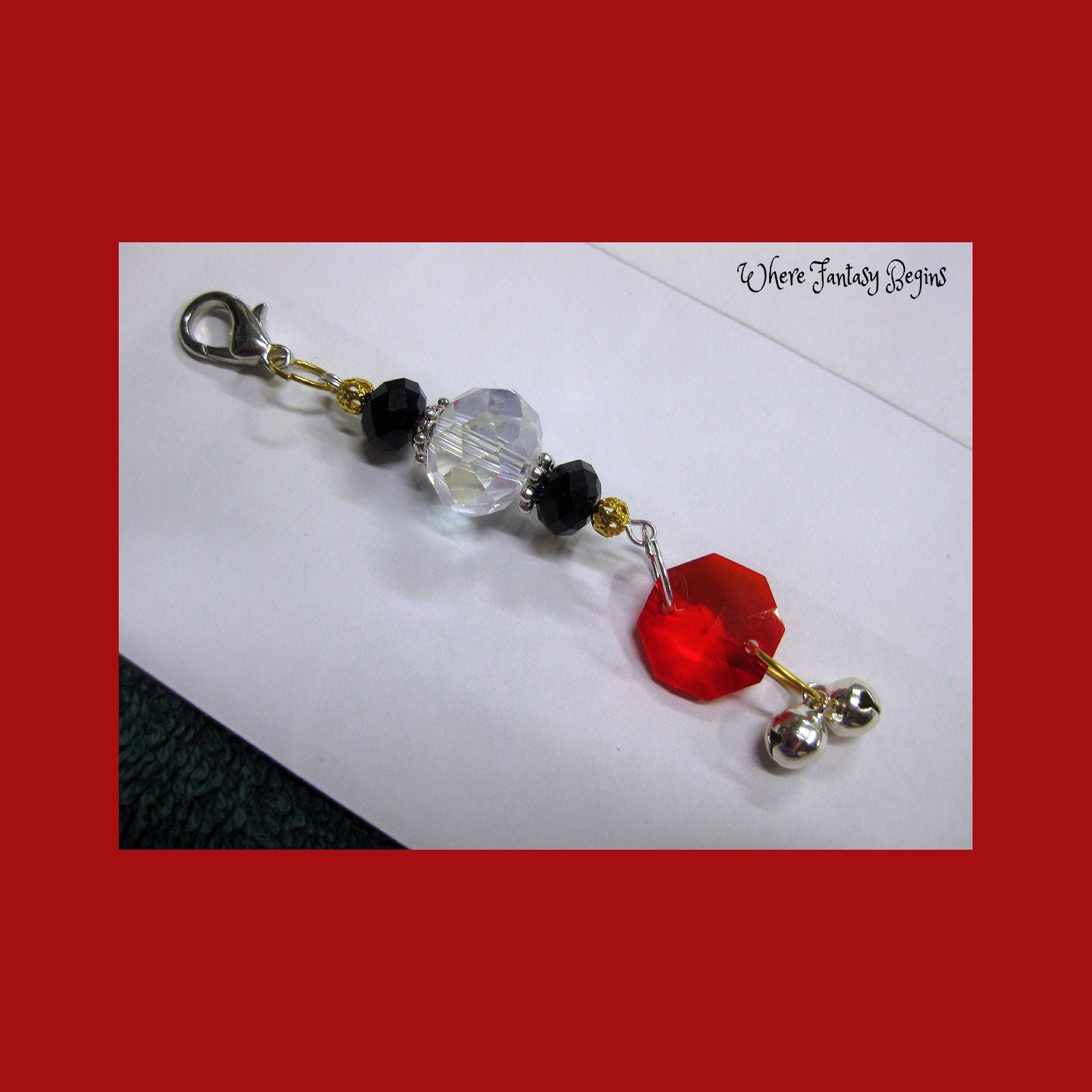 SILVER BELLS Dangle Charm, Zipper Charms, Junk Journal Charm
