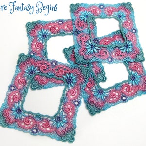 One Square Hand Dyed Venise Lace Applique Victorian Embellishment, Crazy Quilts, Clothes, Pillows, Hand Bags, Scrap-booking, Sewing, VLA145