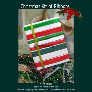 Value Pack 2yds ogni colore che è 20yd Totale di nastro di Natale per la creazione fai-da-te, Hug Snug, Raso, Organza, Finiture in oro metallizzato