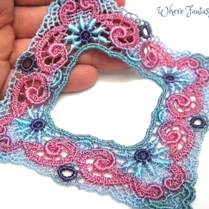 One Square Hand Dyed Venise Lace Applique Victorian Embellishment, Crazy Quilts, Clothes, Pillows, Hand Bags, Scrap-booking, Sewing, VLA120