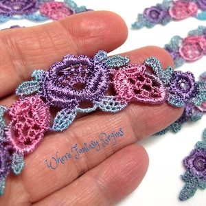 One Hand Dyed Venise Lace Applique Victorian Embellishment, Crazy Quilts, Clothes, Pillows, Hand Bags, Scrap-booking, Sewing, VLA117