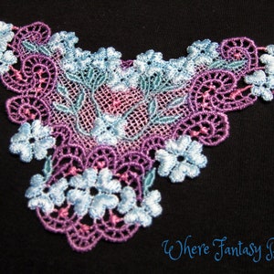 One Yoke Hand Dyed Venise Lace Applique Victorian Embellishment, Crazy Quilts, Clothes, Pillows, Hand Bags, Scrap-booking, Sewing, VLA154