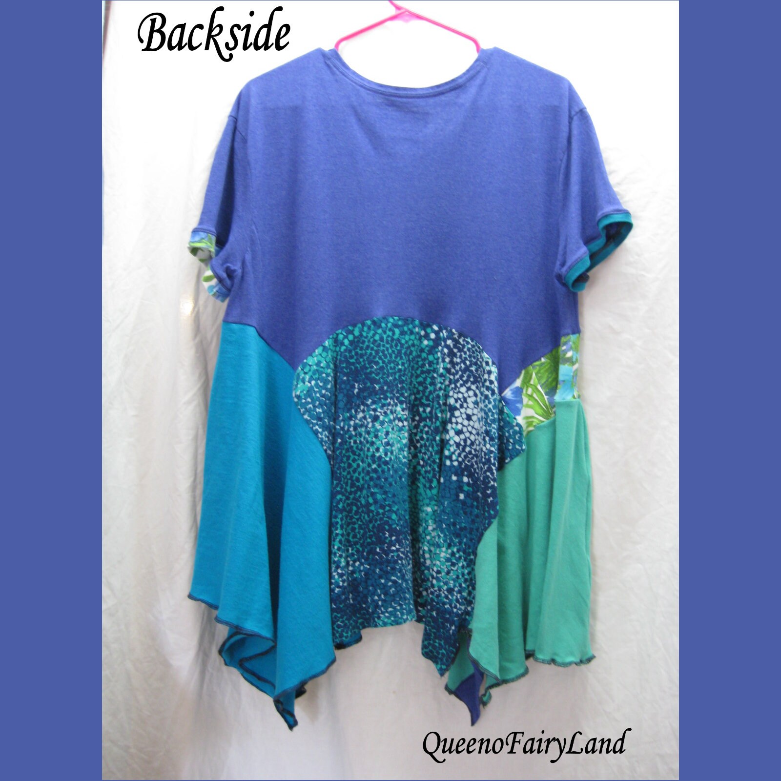 Upcycled blue and purple one-shoulder top main image 1