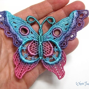 One Hand Dyed Venise Lace Butterfly Applique Victorian Embellishment, Crazy Quilts, Clothes, Pillows, Hand Bags,Scrap-booking,Sewing, VLA101