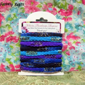 3yds Blue Purple Black Yarn Ribbon, Dark Horse Discontinued, Gift wrapping, Dreamcatcher DIY Crafting Embellishment Trim