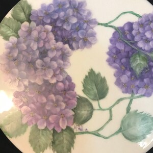 Painted Tile Hydrangeas, Botanical Art. Purple Ceramic Tile, Hand ...