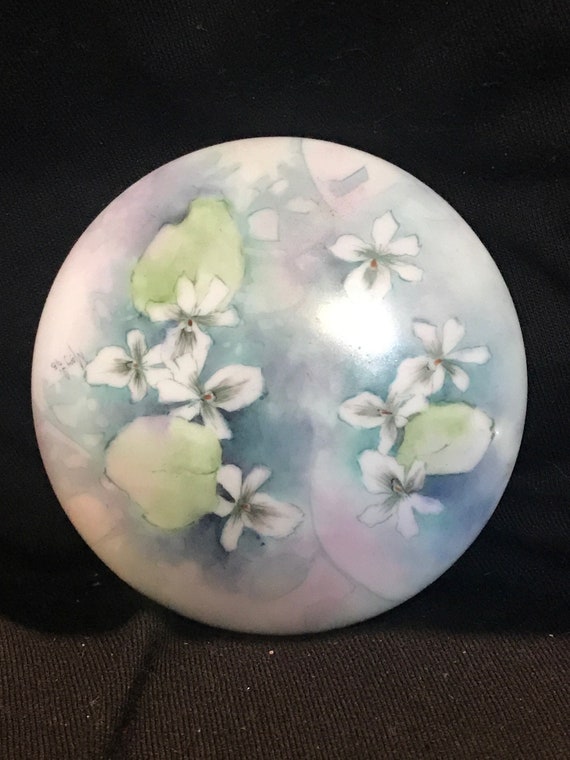 Compact mirror for Purse; hand painted mirror; Whi