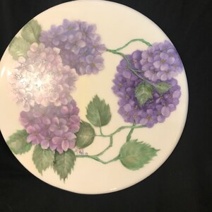 Painted Tile; Hydrangeas, Botanical Art. Purple Ceramic Tile, Hand ...