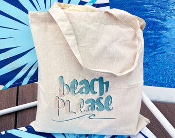 Beach Please Cotton Tote Bag