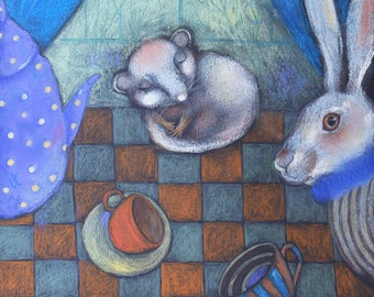Wonderland Rabbit art illustration drawing pastel Alice