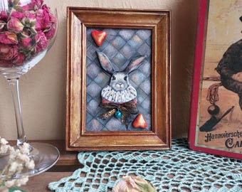 Picture technic mix in frame Rabbit fairytale handmade