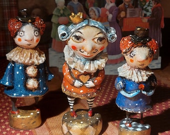 Set of 3 Art dolls small, OOaK,