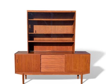 Mid Century Teak Sideboard Hutch: Danish Modern "Trio" by Nils Jonsson