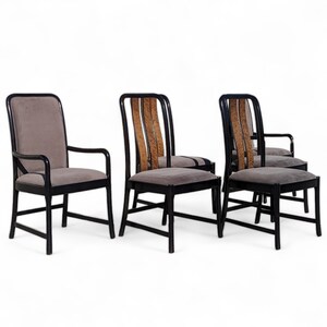 Six Postmodern Dining Chairs by Bernhardt, Black Lacquer, Birdseye Maple, Wood, Dining Room afbeelding 8