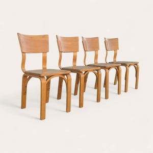 Vintage Thonet Dining Chairs: Beech Bentwood Saddle Seat, C. 1940s